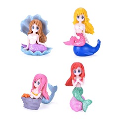 貝殻の人魚の微景観のdiyの水槽の小さい置物のアイデアの漫画の公仔のpvc海洋の造景の装飾の部品
