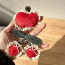 2025新款红色系樱桃苹果辅料DIY百搭少女头饰挂件玩偶服饰配件批