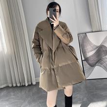 卡其色保暖洋气棉服女秋冬季新款韩系加厚中长款面包服棉衣外套