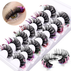 Eurasian cross-border exaggerated colorful false eyelashes set of 7 for Halloween, dense eyelashes stage makeup wholesale eyelashes