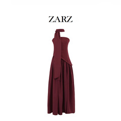 ZARZ 自家製ヨーロッパとアメリカンスタイルの新しい女性の多用途ワンラインカラーバックストラップウエストチューブトップドレスロングスカート