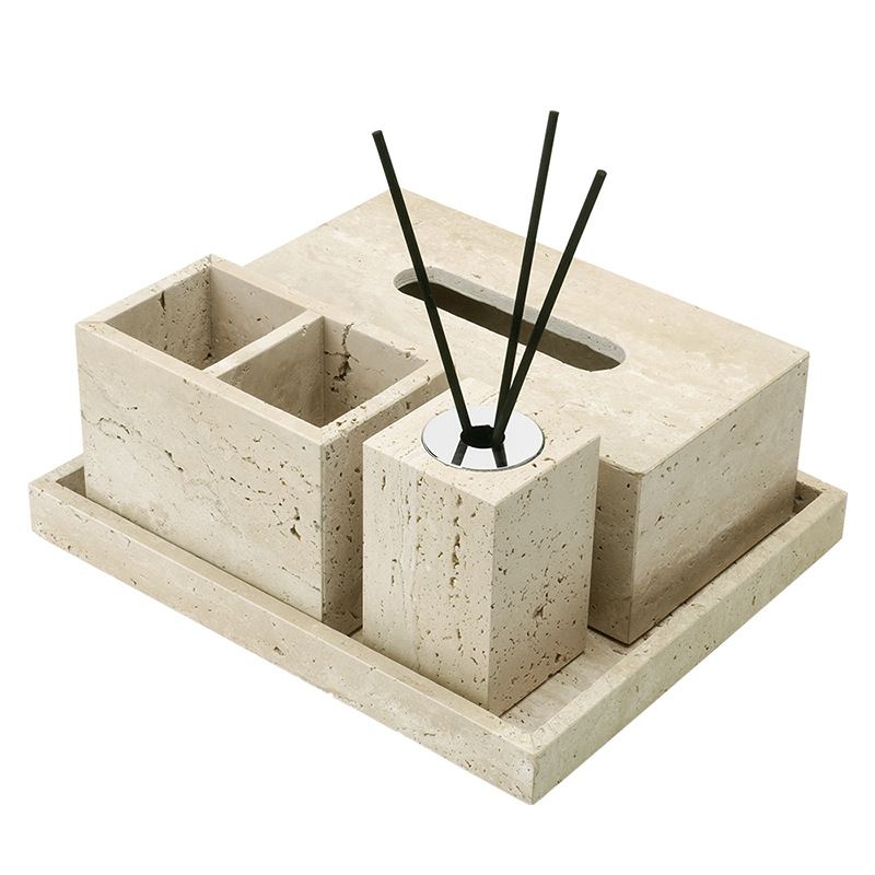 Huangdong Stone Baño de baño de cinco piezas conjunto de lavado conjunto de inodoro de mármol bandeja modelo decoración de la habitación "Viento silencioso"