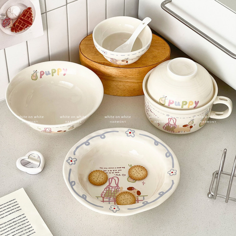 2026 New Style Cute Ceramic Plates for Home Use, High Aesthetic Fruit Salad Plates, Straw Hat Plates