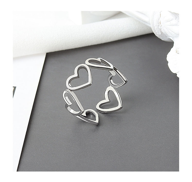 Korean Style New Hollow Love Stylish Opening Ring Women Ins Special-interest Design Trendy Unique Heart-shaped Ring display picture 2