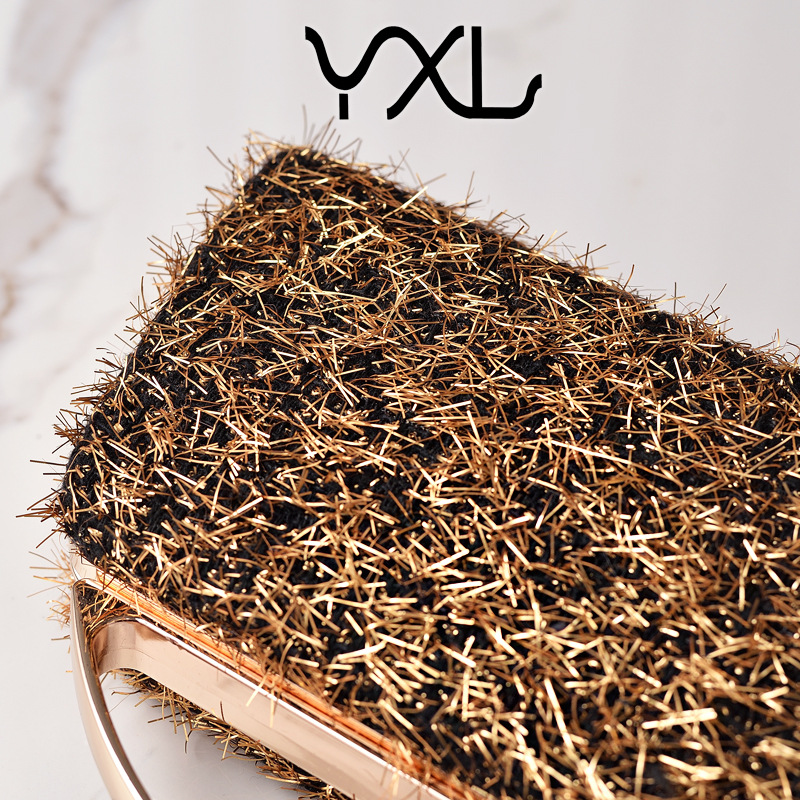 Bolso de cena dorado con borlas de nuevo estilo transfronterizo, bolso de fiesta portátil, bolso de novia de boda de moda europea y americana, venta directa de fábrica