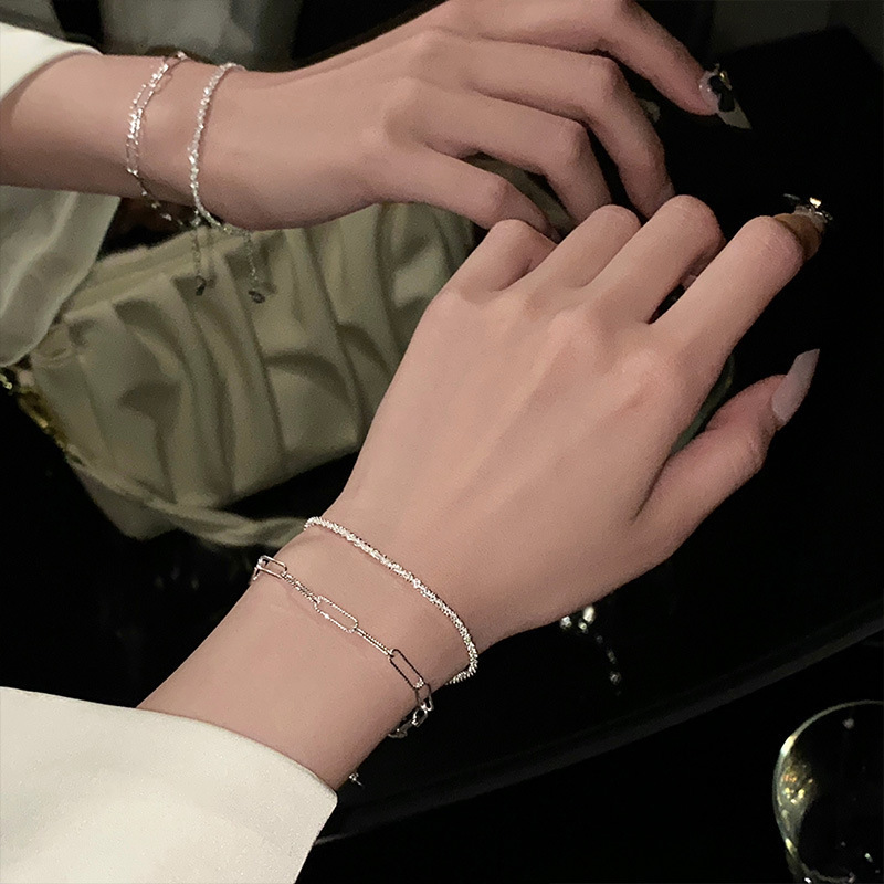 Silver Color Ring Bracelet Women's Summer Ins Niche Design Fashionable Simple Hand Rope Ins Cold Wind Sparkling Jewelry Silver Color Ring Bracelet Women's Summer Ins Niche Design Fashionable Simple Hand Rope Ins Cold Wind Sparkling Jewelry