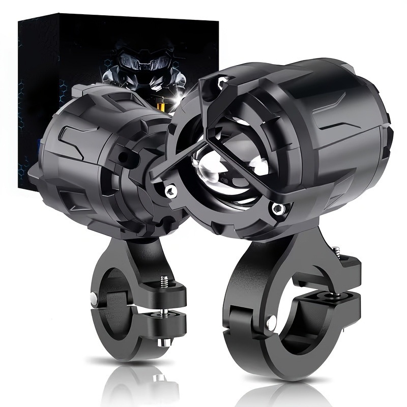 Mercedes-Benz Waterbird External Spotlight Universal Dual-Lens Headlight for Motorcycles and Electric Vehicles, Yellow-White Dual-Color Focused Light Modification