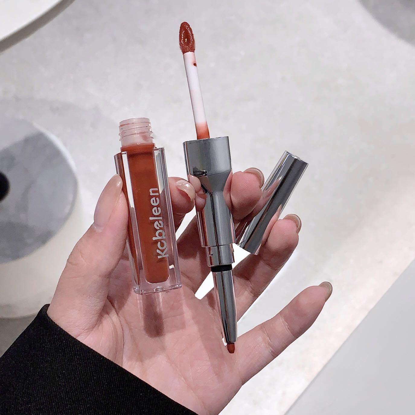 kobeleen double-headed lip gloss pen matte mirror surface two-in-one Lipstick velvet Fine, moist and chubby lip liner pen undefined