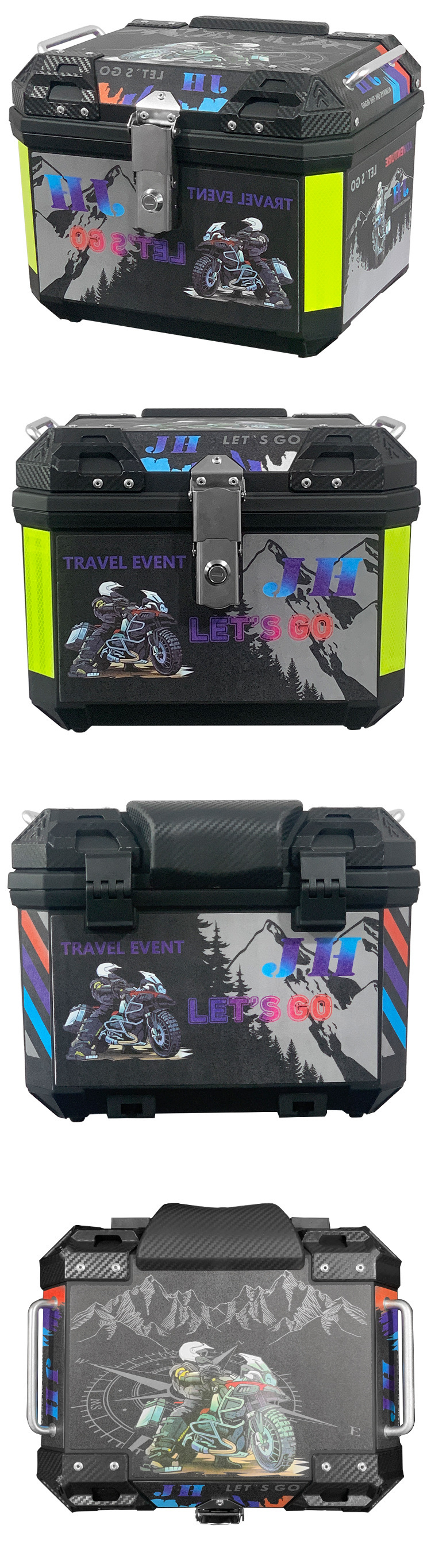 Motorcycle trunk ABS/PP material can hold full helmet 36L45L57L universal motorcycle battery car trunk