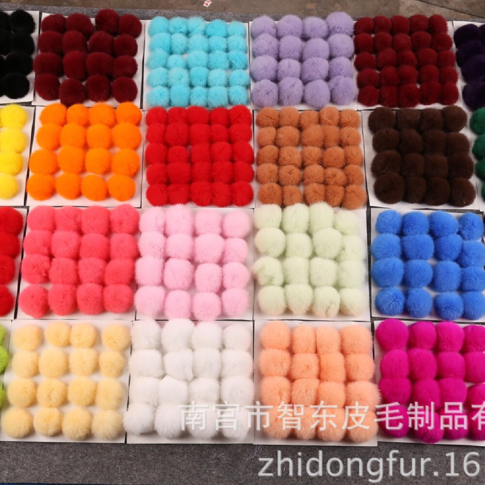 厂家直供兔毛球 仿兔狐狸毛球人造毛毛球 服装饰品 彩色家兔毛球