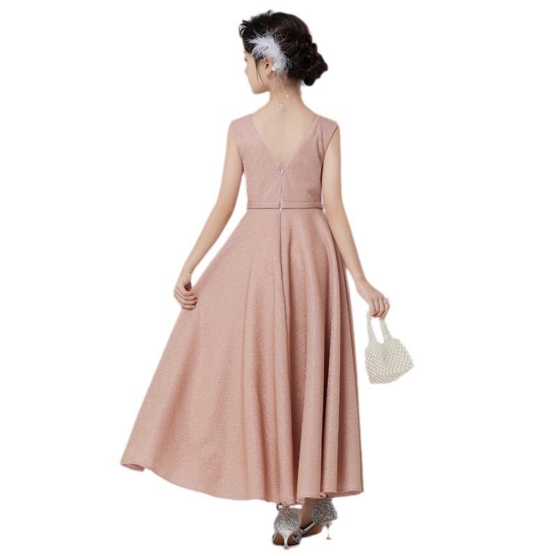 Vestido de niñas Otoño e Invierno de gama alta vestido de princesa para niños Rosa flor niña boda niña host piano disfraz