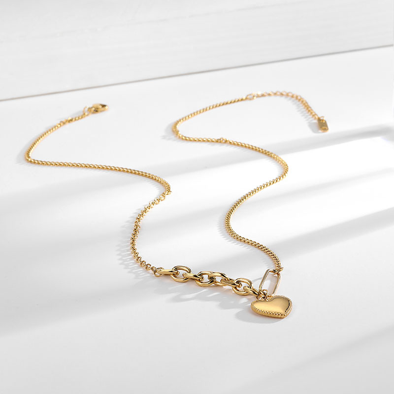 Pendant Necklace Classification Titanium Steel Chain Material box chain Chain Type 1 Piece Quantity Vacuum Plating PVD Coated Real Gold Plated 18K Gold Heart Shape 304 Stainless Steel Simple Style Waterproof Non Tarnish Titanium Steel Pendant Necklace