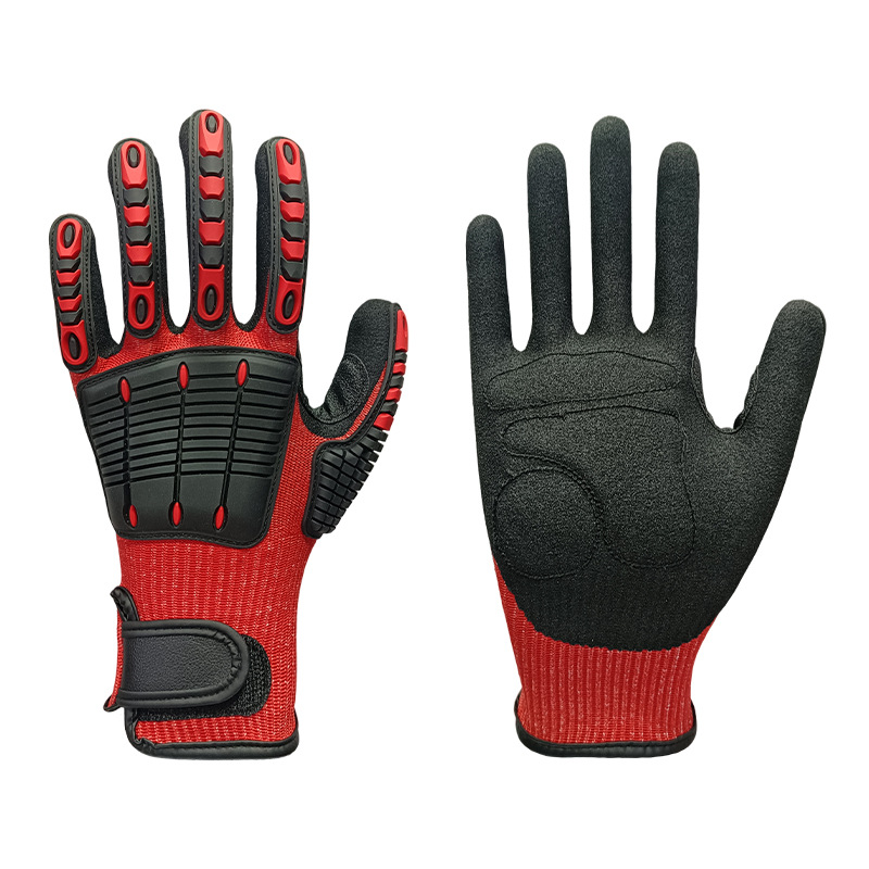 TPR guantes M rojo negro