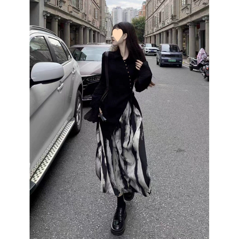 Женский слегка толстый топ в стиле ретро в стиле Cheongsam + юбка больших размеров, утягивающий костюм, юбка, модный комплект из двух предметов