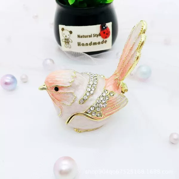 2025 New Exquisite Bird Enamel Jewelry Box Handicrafts Home Small Ornaments Metal Crafts Bird
