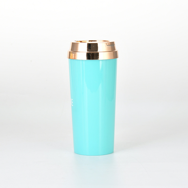 Solid Color Coffee Cup With Electroplated Lid Double-layer Insulated Business Water Cup Wholesale display picture 2