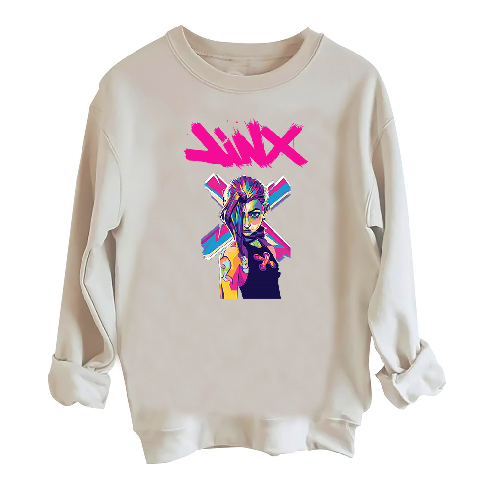 Jinx Arcane Pop Art Sweatshirt Harajuku Round Neck Long Slee