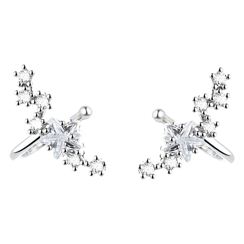 Super Fairy Temperament Big Dipper Ear Clip Female Niche Personality Small Fresh Ear Jewelry Flash Diamond Star Ear Clip Student