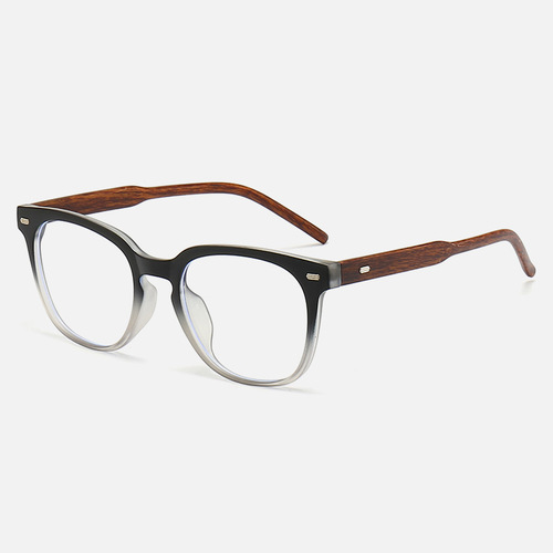 New TR90 spike round frame retro wood grain leg Xiaohongshu style anti-blue light glasses unisex trendy