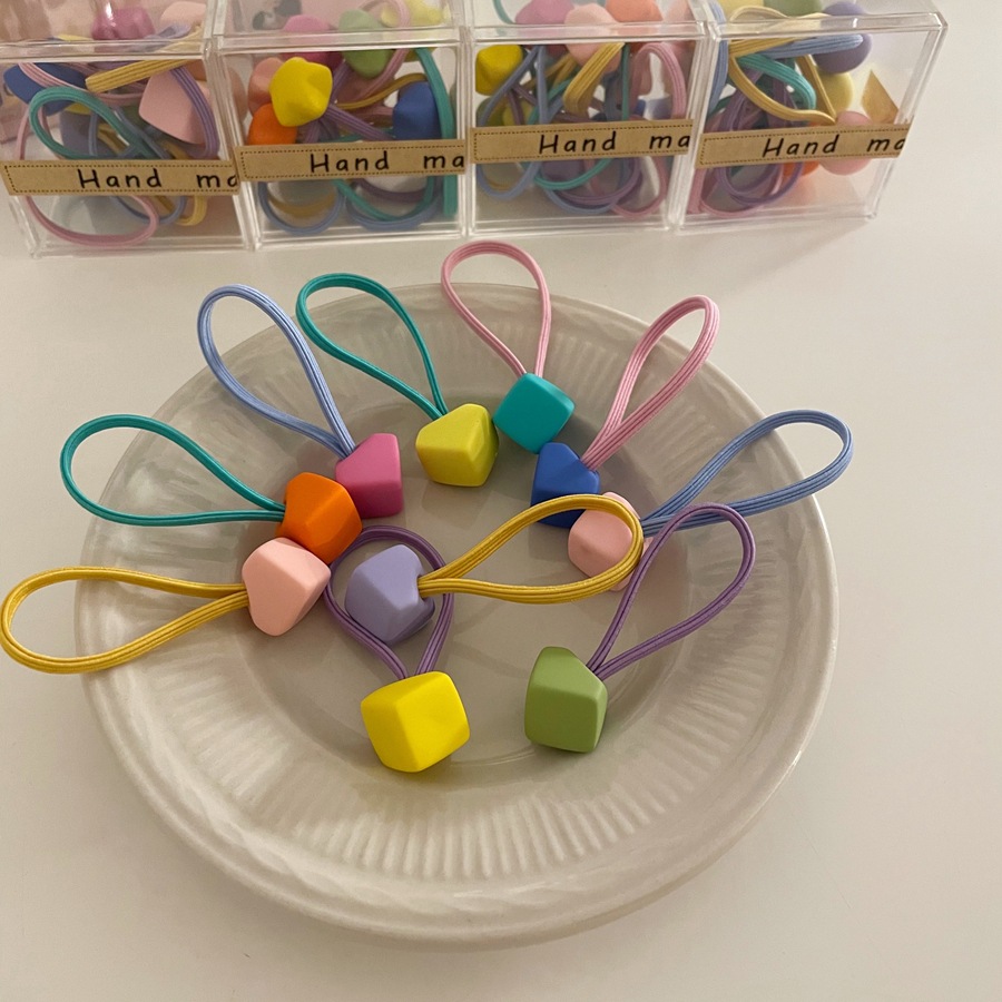 10 adornos lindos de cabello de color caramelo, anillo de cabello de niña, cordón de correa de cabello, adornos de cabello de niños coreanos de alta elasticidad