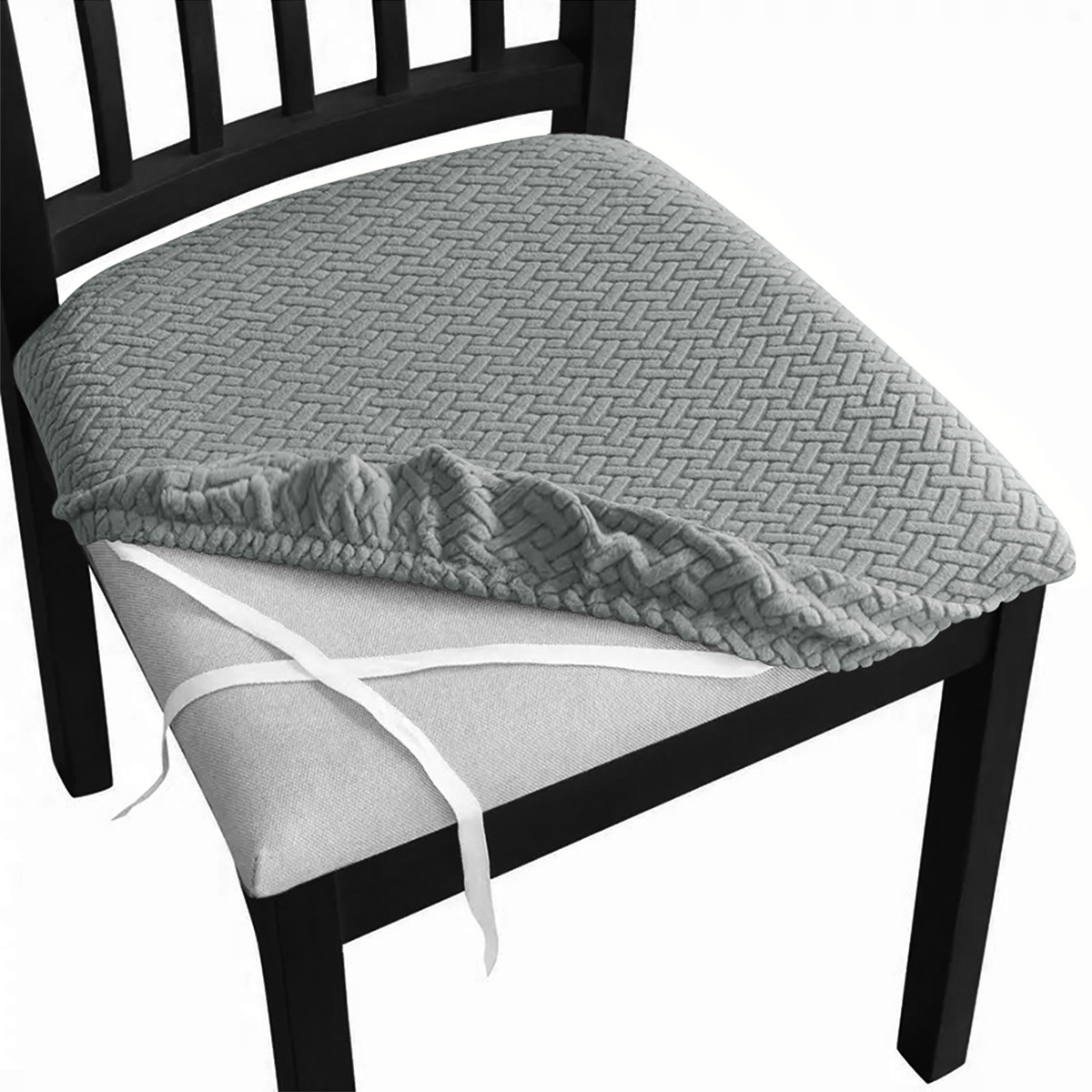 Jacquard transfronterizo patrón de tira en T con correa cubierta de banco de cuerda silla elástica de color sólido cubierta de banco cubierta de taburete TEMU spot