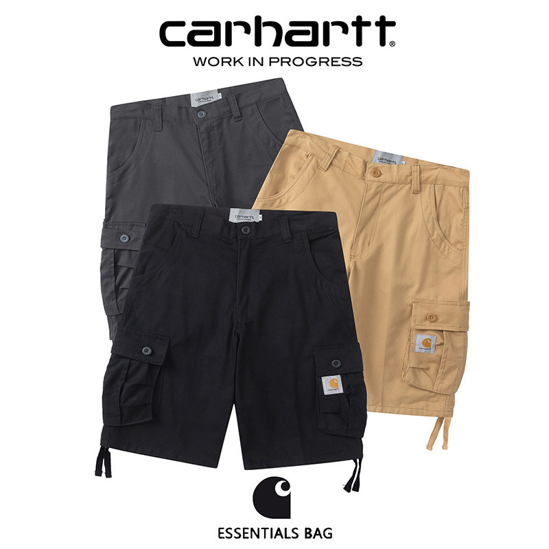 Carhartt Cross-Border Trendy New Classic Style Work Pants with Small Logo, Loose Fit, Multi-Pocket Casual Men's Straight Shorts for Summer