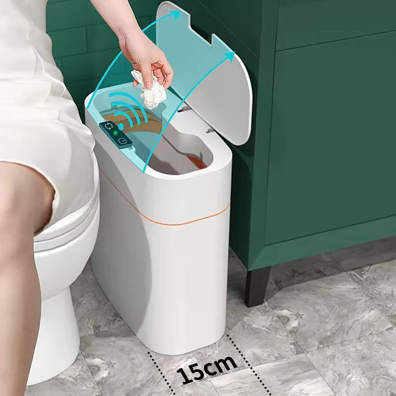Smart induction trash can, motion-sensor silent lid, 13/16 L, battery or rechargeable model