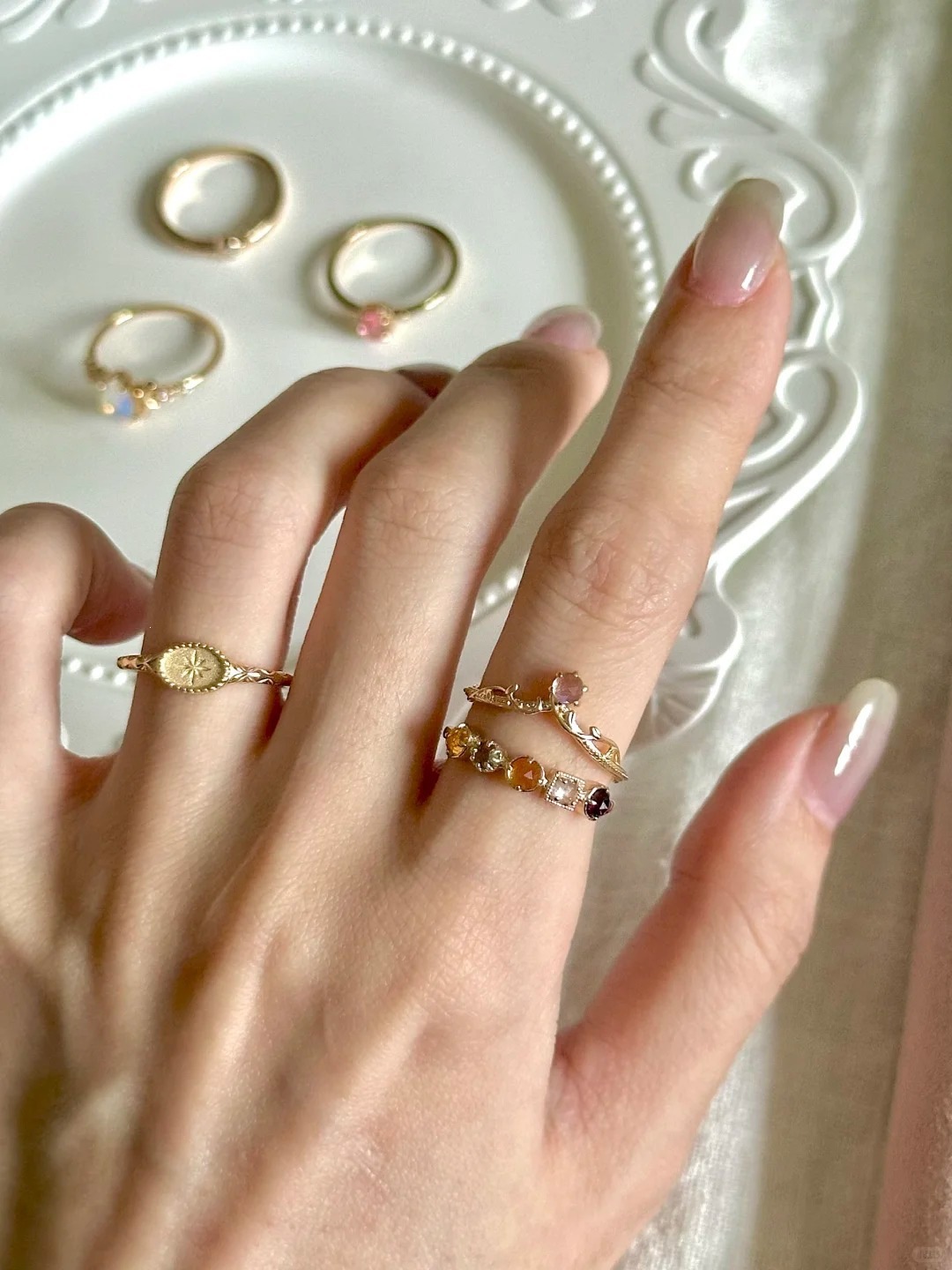 S925 Sterling Silver Gold Plated Adjustable Ring For Women_voghion.com
