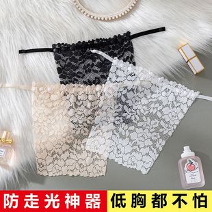 One-piece anti-exposure tube top artifact chest block lace women's seamless exquisite short sexy strapless invisible bra