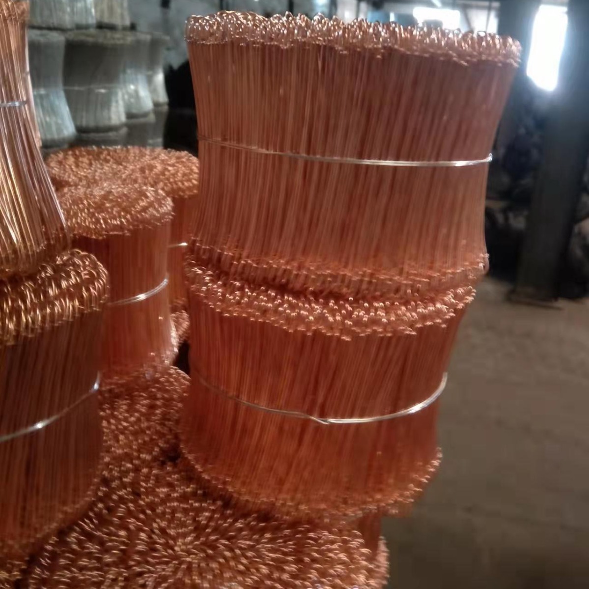 镀铜巴太丝 退火捆扎麻袋双圈扣丝 镀锌封口用金属双圈丝12cm