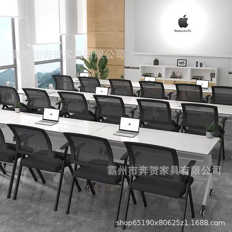 Folding Training Chair with Table Board, Conference Chair with Writing Board, Integrated Table and Chair for Meeting Rooms, Training Class Chair