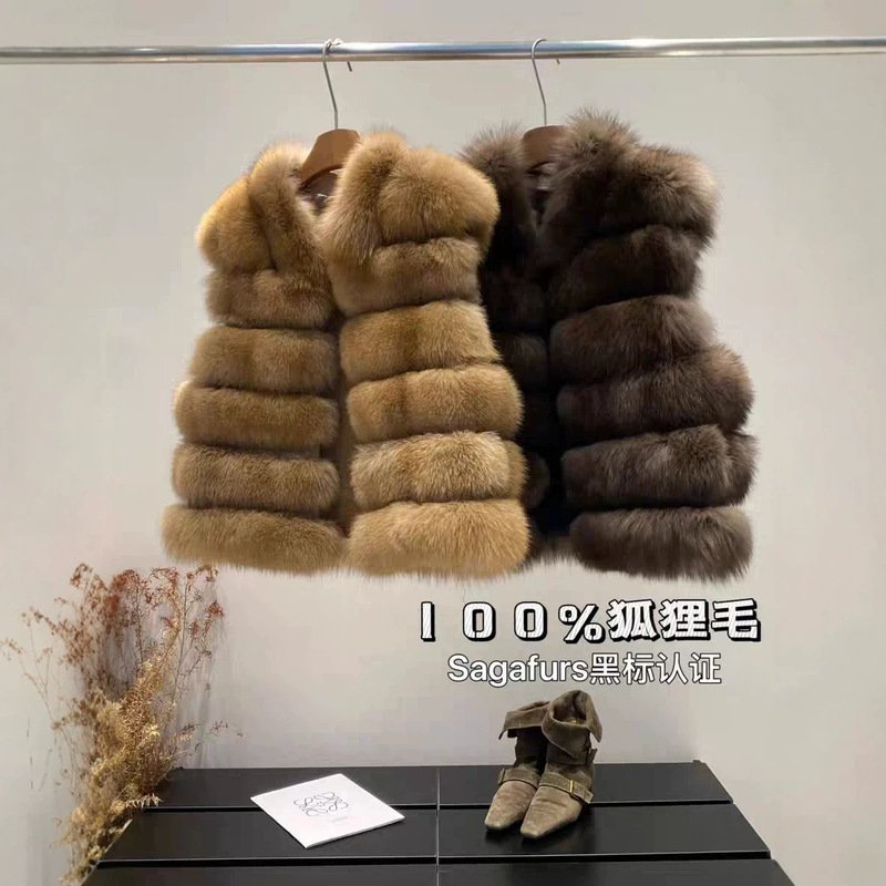 2026 New Model Fox Fur Vest for Women, Young Style, Genuine Fur, Light Luxury Finnish Fur Vest, Fur Gilet