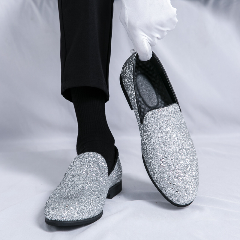 Otoño nuevo hombre cuero brillante zapatos casuales de cuero zapatos de moda de tamaño grande Lefour zapatos de moda zapatos de club nocturno zapatos de peluquería Bean