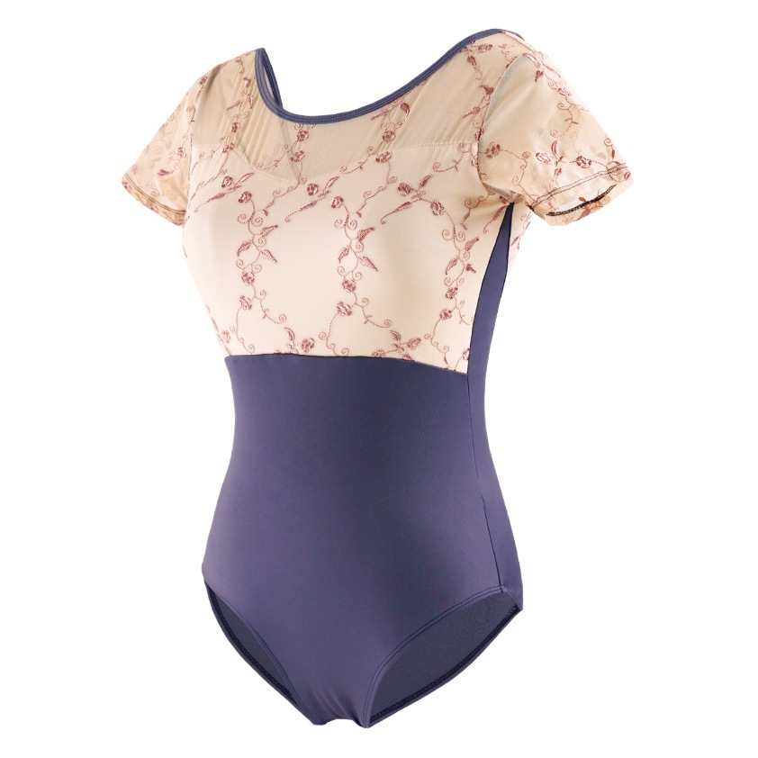 Ropa de baile para adultos de manga corta de espalda cruzada verano nuevo estilo ropa de cuerpo ropa de yoga aérea ropa de práctica de bordado de arte