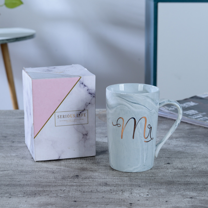 水杯马克杯日用公司办公马克杯女 大理石色/个