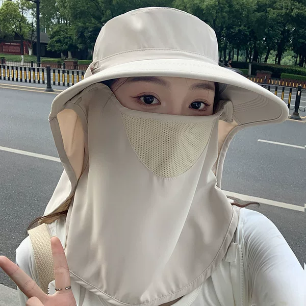 Outdoor Fishing Riding Sunscreen Hat Men's and Women's Sunshade Casual Large-brimmed Fisherman Hat Korean-style Face Shoulder Hat