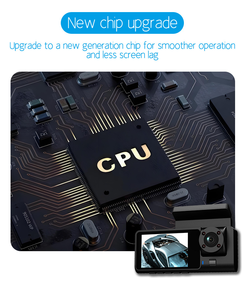 Cross-border driving recorder HD 1080P car front car rear 2 inch three-lens car camera A7WiFi