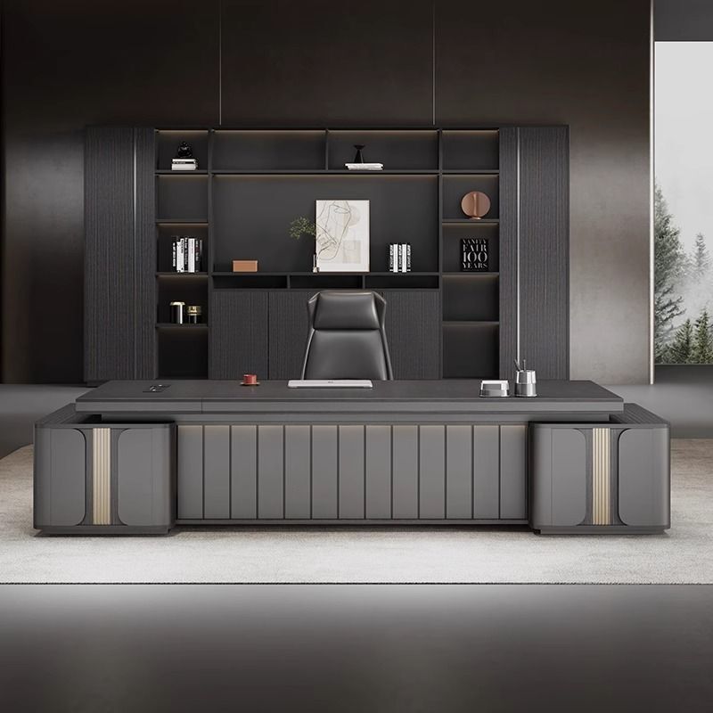 Office Executive Desk, Boss Desk and Chair Set, Modern Light Luxury High-End Manager Desk, Commercial Executive Desk, Office Furniture Office Executive Desk, Boss Desk and Chair Set, Modern Light Luxury High-End Manager Desk, Commercial Executive Desk, Office Furniture