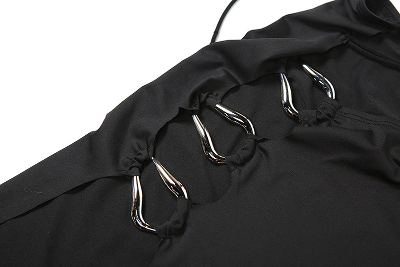 Autumn Winter Women Clothing Sexy Halter Backless Camisole Hollow Out Cutout Split Skirt Set Women