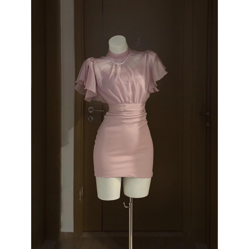 Ershang Clothing 和風クリアサスペンダーフィッシュテールスカートスーツ痩身サマートップ2点セット|undefined