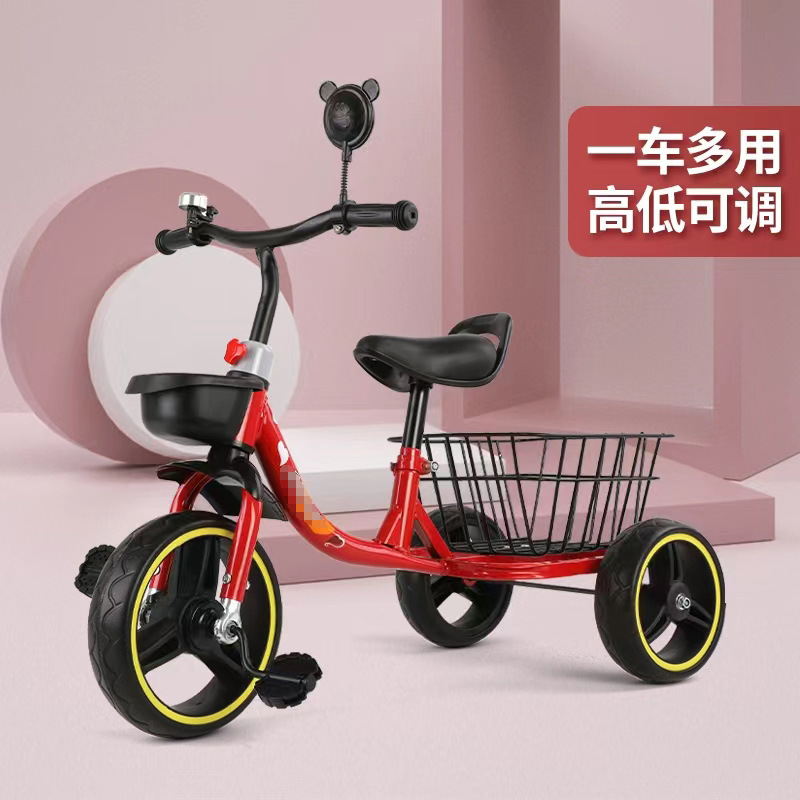 Triciclo infantil anticaída, bicicleta de bebé de 3-6 años, con canasto trasero, ideal para niños y niñas
