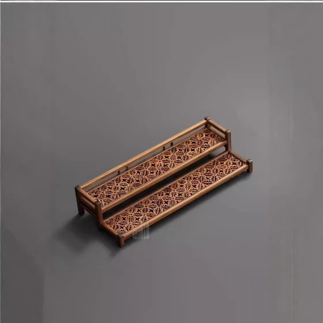 Jugano de nuez soporte de tazas de té de doble capa soporte de tazas de aire de tazas de té soporte de tazas de almacenamiento de tazas de té soporte de exhibición