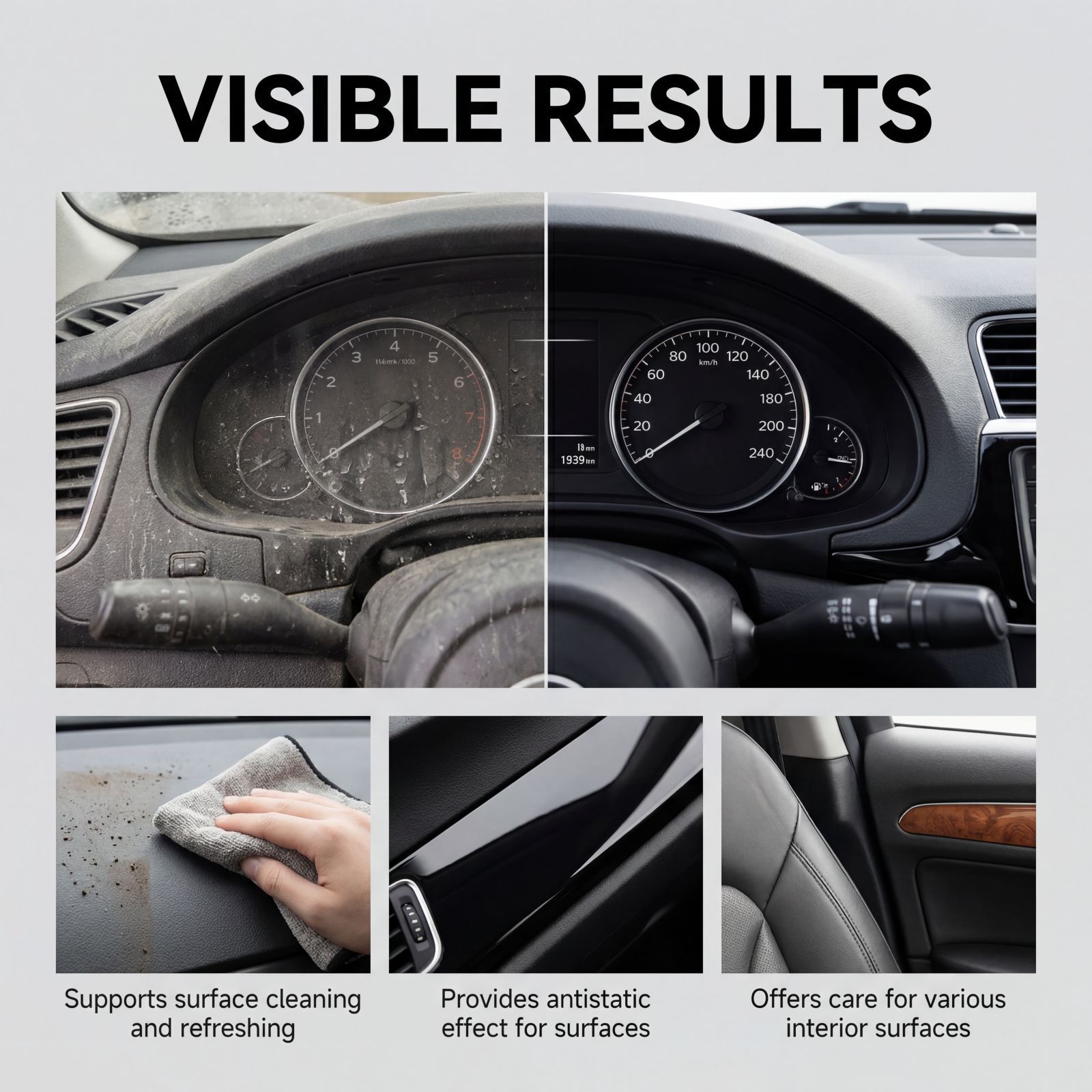 RAYHONG Car Interior Cleaner Car Interior Dashboard Cleaning Stain Removal Care Maintenance Cleaner