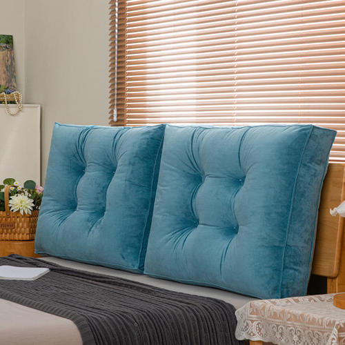 Nordic Minimalist Baby Fleece Solid Color Square Bedside Cushion with 3D Back Support, Large Backrest Cushion, Lap Pillow