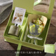 Aromatherapy bouquet olive green gift box + gardenia + handbag