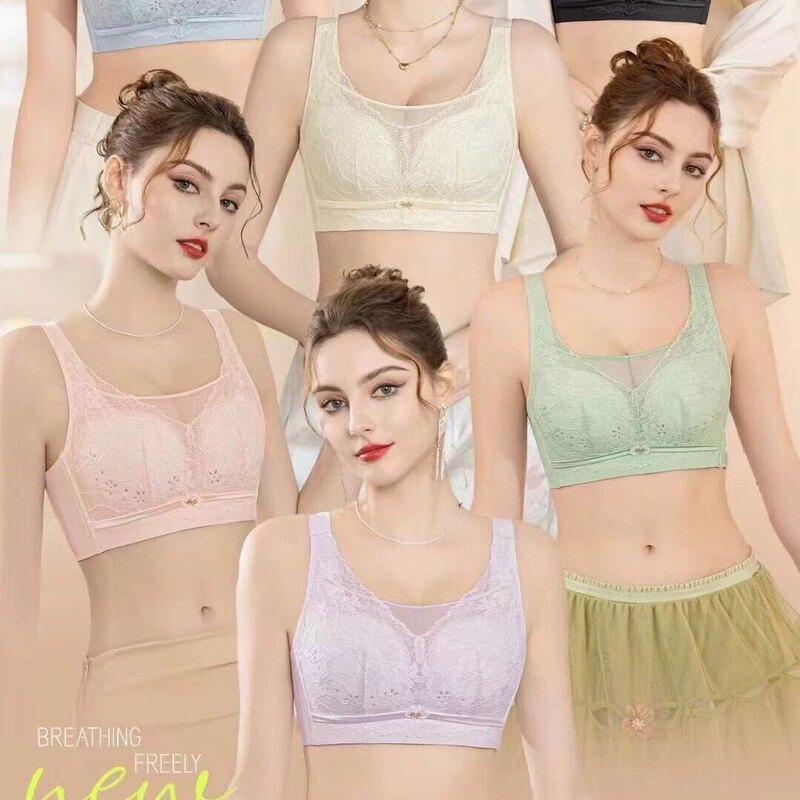 Lace Strapless Anti-Exposure Perforated Thin Cup Wireless Bra with Push-Up Adjustment and Side Breast Collection Features for Women 1920