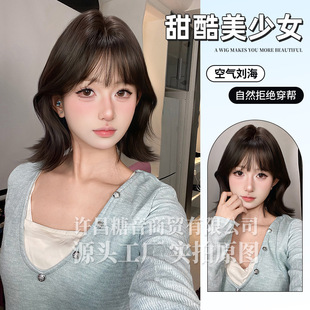 Sugar sound cross-border wholesale wig women's daily online popular short hair curly hair lolita summer new natural full head cover fake