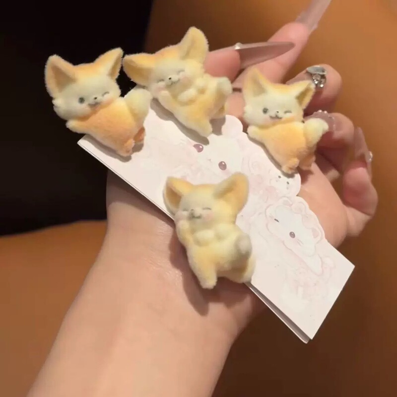 调皮的狐狸发夹植绒可爱少女心侧边刘海夹鸭嘴夹卡通发饰女|undefined