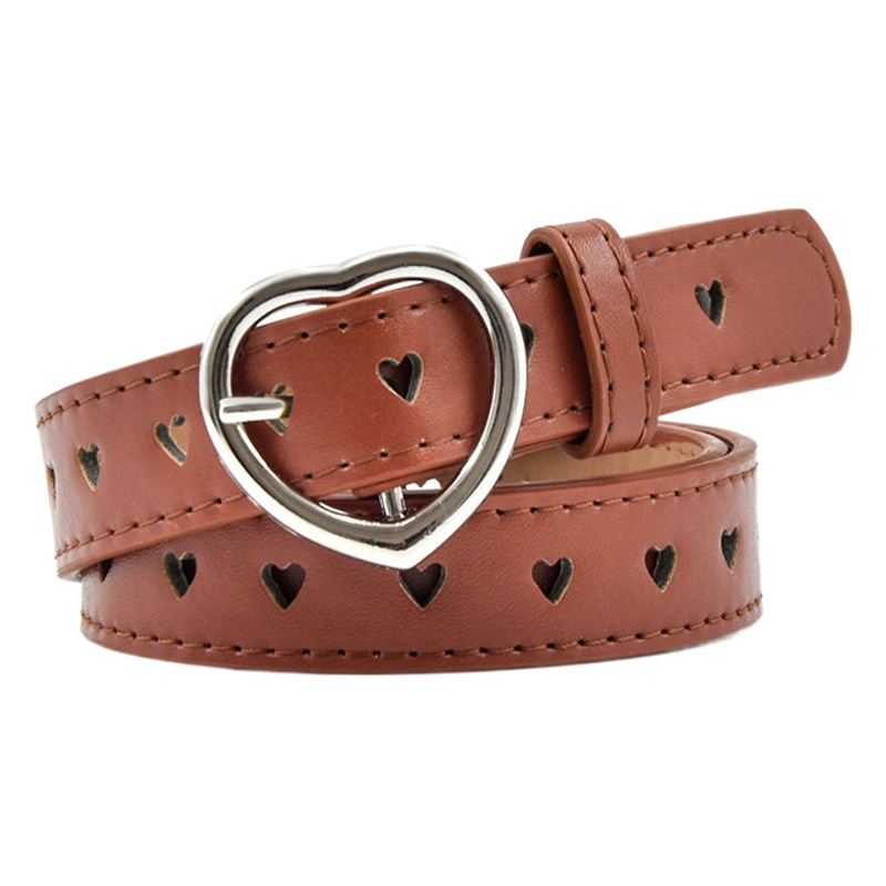 Cinturón hueco hebilla de amor de las mujeres simple todo partido personalidad de la moda celebridad de Internet mismo estilo cinturón de jeans estilo INS de las mujeres