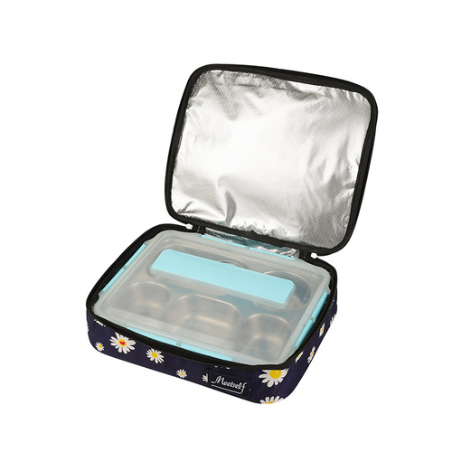 New style aluminum foil thickened bento bag for students, lunch box bag with insulation, large size hand-held lunch picnic bag